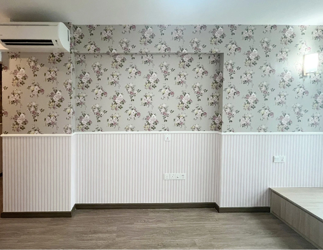 Living Area Transformation with Floral Charm Wallpaper